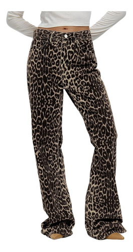 Pantalones De Pata Ancha Con Estampado De Leopardo Paramujer