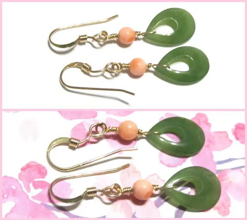 Aretes Pequeños De Jade De Nefrita Natural Verde Forma...