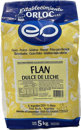 Flan Sabor A Dulce De Leche Orloc X 5 Kg En Polvo