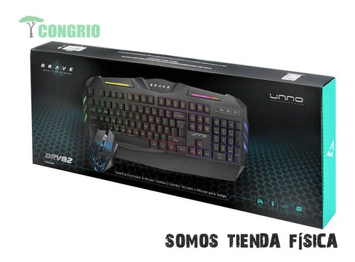 Imagen 1 de 2 de Kit Teclado Y Mouse Gamer Unno Brave