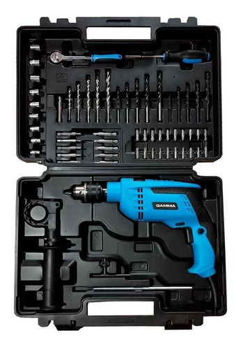 Imagen 1 de 2 de Taladro percutor atornillador eléctrico de 13mm Gamma G1904K 710W + accesorios con maletín de transporte 220V 50Hz