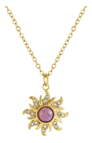 Collar De Rapunzel Sol De Opalo Morado Enredados Kyra Gold Color Dorado