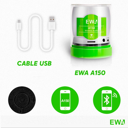 Imagen 3 de 10 de Parlante Bluetooth Para Celular Pc Notebook Ewa A150 Microsd