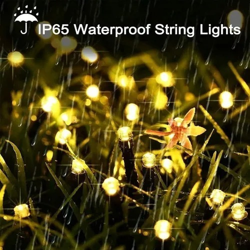 Imagen 3 de 7 de Guirnalda Pack X3 Solar Navideña 10 Metros 100 Led Cálida