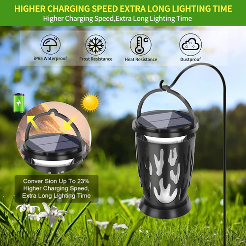 Luces Solares Impermeables Al Aire Libre, Llama Parpadeante