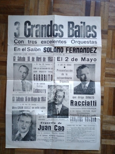 Poster De Bailes De Canelon Chico 18 Abril 1953.