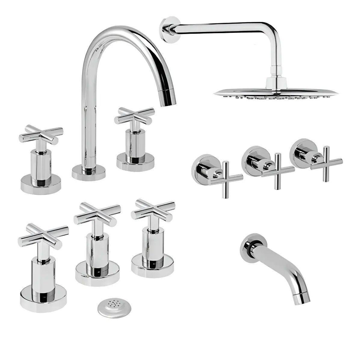 Grifería Baño Completa Hydros Piazza Novara Cierre Cerámico Ducha Bidet Lavatorio