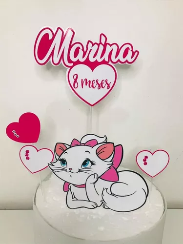 Topo De Bolo Personalizado Aniversário Gatinha Marie