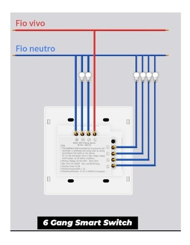 Imagem 5 de 8 de Interruptor 4x4 Wifi 6 Teclas Alexa E Google Home