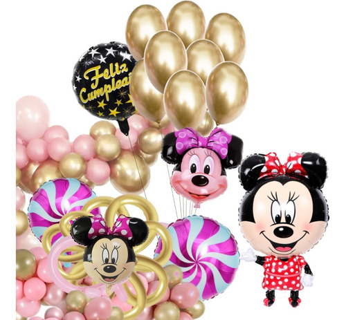 Globos Metalico De Minnie Mouse Decoracion Fiesta 60pz 50cm