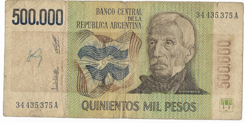 !!! Billete Argentina 500.000 Pesos Ley 18.188 Año 1980 !