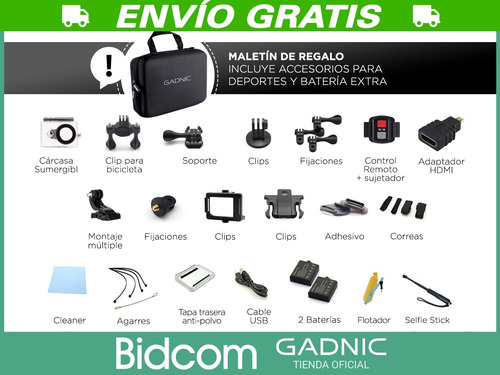 Imagen 3 de 10 de Camara Deportes Gadnic Go 4k Pro Wifi Pantalla Touch Accesor