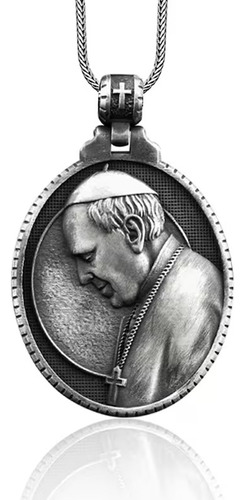Medalla Collar Papa Francisco Plata 925: Regalo Hombre Mujer