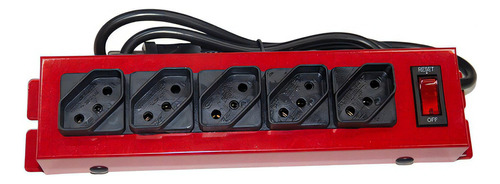 Filtro De Linha Com 5 Tomadas 10a Circuit Break Vermelho 127v/220v