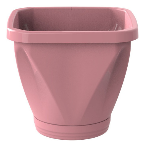 Vaso Quadrado N28 Com Prato Rosa Uninjet Liso