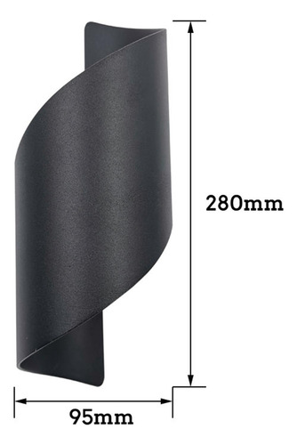 Lámpara De Pared Led Espiral Arriba Abajo Luz Cálida Negra
