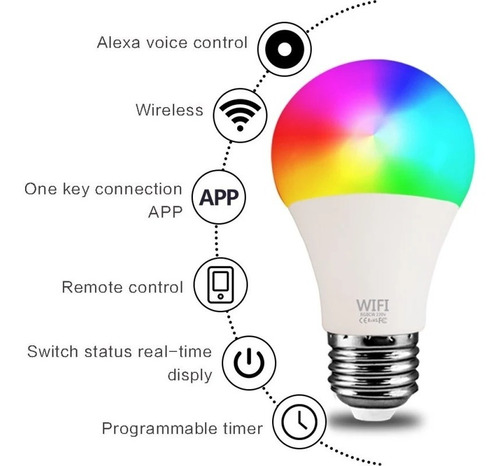 15w 2 Bombillas Wifi Luz Led Inteligente E27 Lámpara Rgb+cct (Usado)