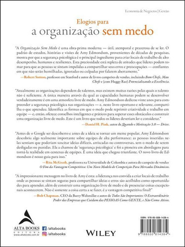 A Organização Sem Medo: Criando Segurança Psicológica No Local De Trabalho Para Aprendizado, Novação E Crescimento, De Edmondson, Amy C.. Editora Alta Books, Capa Mole Em Português