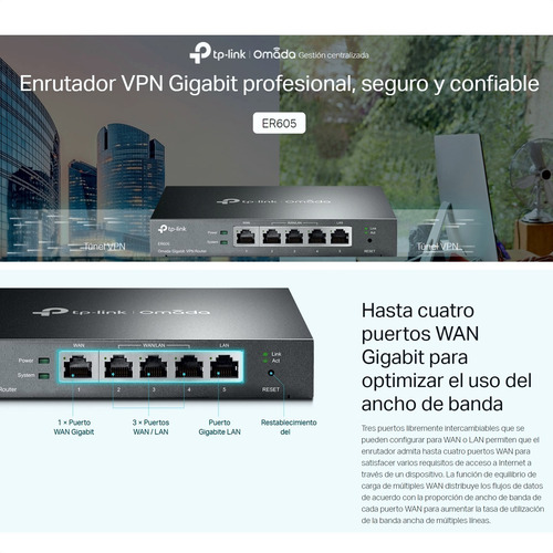 Imagen 3 de 10 de Router Vpn Multi-wan Gigabit Omada, Tp-link Er605