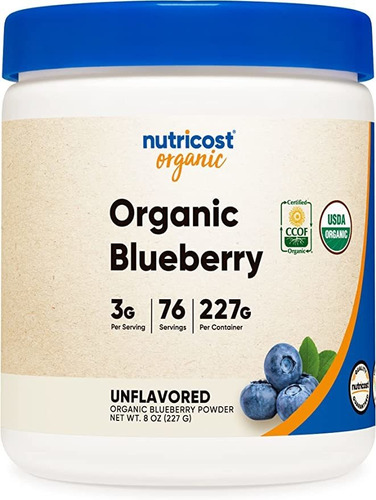 Nutricost Organic Blueberry Powder 8oz (227 Gramos)  Pur.