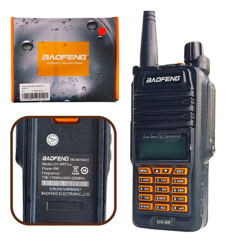 Rádio Comunicador Baofeng 6 Ht Uv-9r À Prova D'água Até 15km