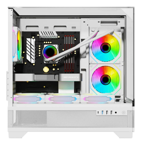 Gabinete Gamer Liketec Mahal Snow Mid Tower Topo Vidro S Fan