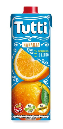 Jugo De Naranja Tutti 1 Lt Sin Tacc Sin Azucar Agregada X 8u