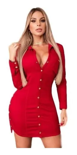 Vestido store camisa vermelho