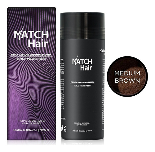 Match Hair 27.5g  Color Café Medio  Fibra Capilar  Calvicie