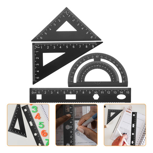 Juego De 4 Reglas De Metal Para Bricolaje Con Transportador