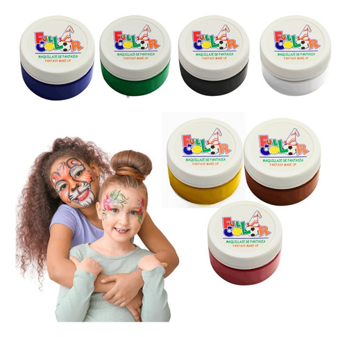 Imagen 5 de 7 de Pack 7 Pinturas De Cuerpo Y Cara Full Color Para Fiestas