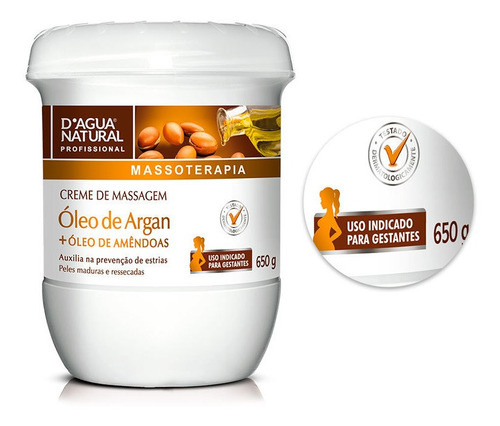 Creme De Massagem Argan E Amêndoas 650g Dagua Natural