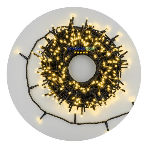 Cordão 300 Leds Fixo Branco Quente 30 Metros Macho / Fêmea