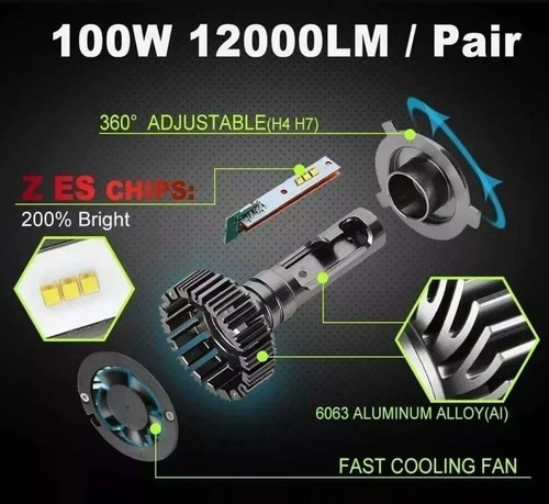 Imagen 6 de 10 de Kit Ampolleta Auto Led Canbus H1 H3 H4 H7 H11 9005/6 880/ F2