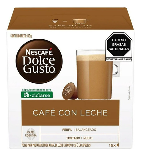 Cápsulas De Café Nescafé Dolce Gusto Café Con Leche 16 Pzs.
