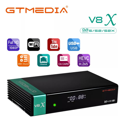 Receptor Satélite Decodificado V8x Dvb-s/s2/s2x 1080p Com