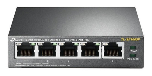 Imagen 2 de 8 de Switch Poe Tp-link Tl-sf1005lp | 4 Poe + 1 Comun 100mbps