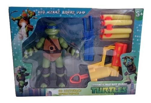 Figura Tortuga Ninja + Pistola Lanza Dardos Alumbra