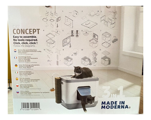 Imagen 4 de 5 de Arenero Cat Concept 3 En 1 , Medidas: ( 43cm X 40cm X 48cm)