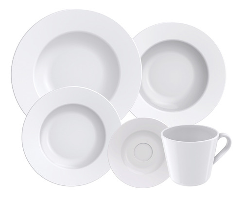 Aparelho De Jantar Porcelana Maria Augusta Tramontina 20pçs Cor Branco Liso