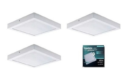 Kit 3 Plafon Panel Led Cuadrada C/base 18w Altapotencia=100w