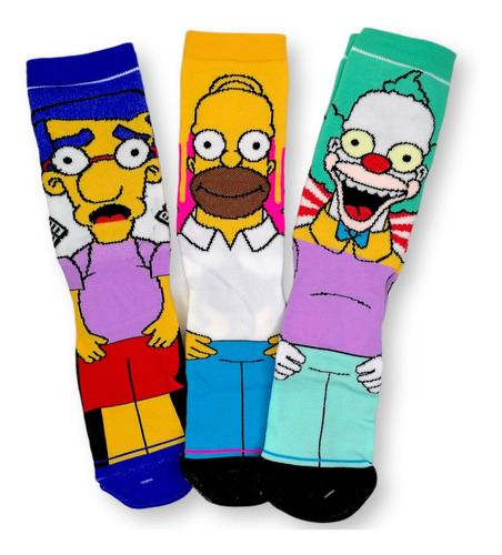 Calcetas Simpsons: Krusty, Homero, Milhouse. 