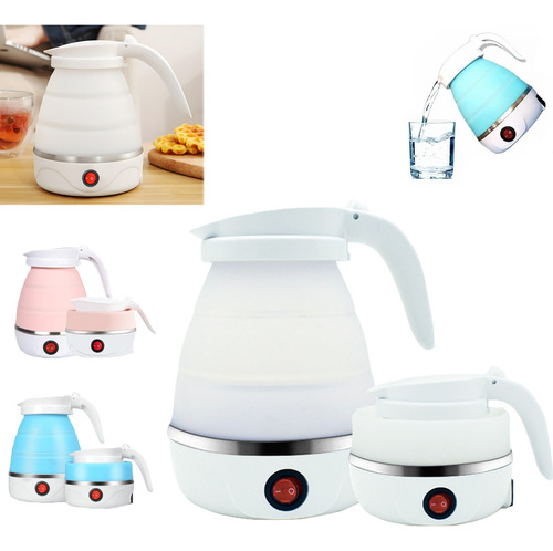 Hervidor De Agua Plegable, Portatil Silicona Tetera Cafetera, 600ml Jarra Eléctrica, Fácil Y Cómodo De Almacenar, Con Cable De Alimentación, Para El Hogar Y Acampar