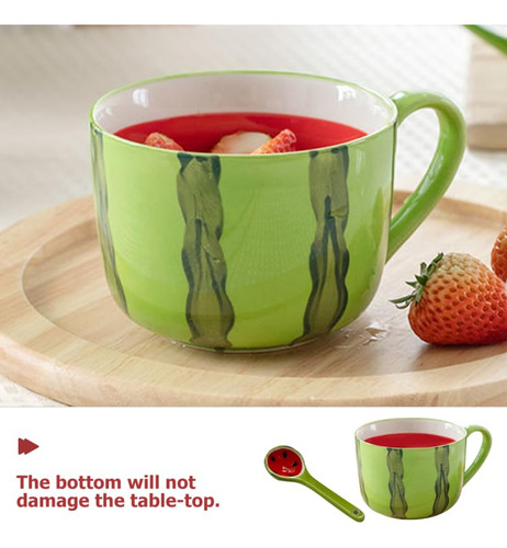 Taza De Sandía Con Cuchara - Forma De Fruta De Cerámica