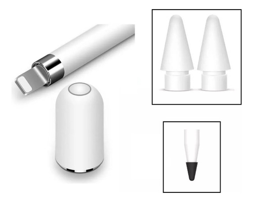 Repuesto Tapa Para Apple Pencil 1 Magnetica + Pencil Tips