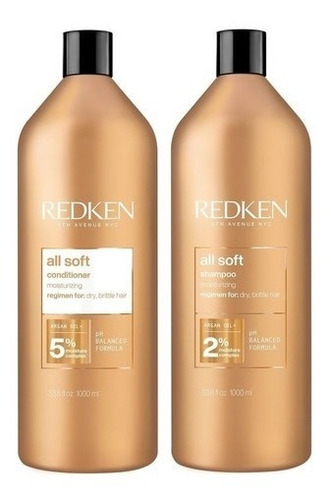 Paquete All Soft Redken Shampoo + Acondicionador 1 Lt