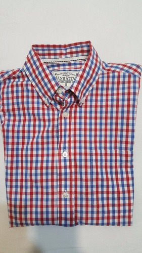 Hermosa Camisa Escocesa Marca Manhattan Original Sin Uso