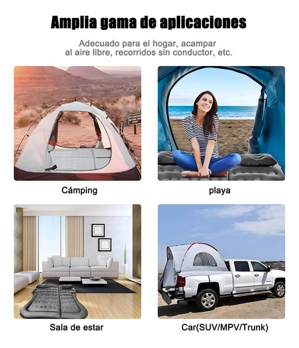 Colchon Inflable Con Compresor 12v Y 2 Almohadas Para Auto