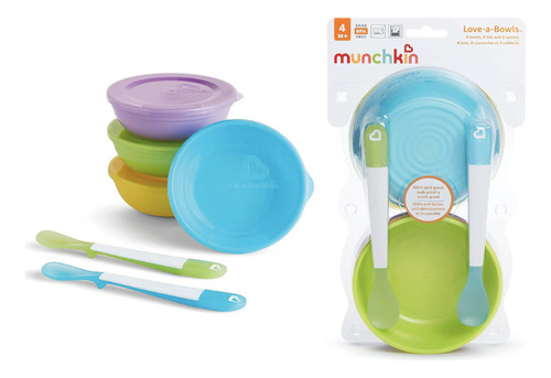 Set 4 Platos Bowls Cucharas Papillas Alimentos Bebe Munchkin