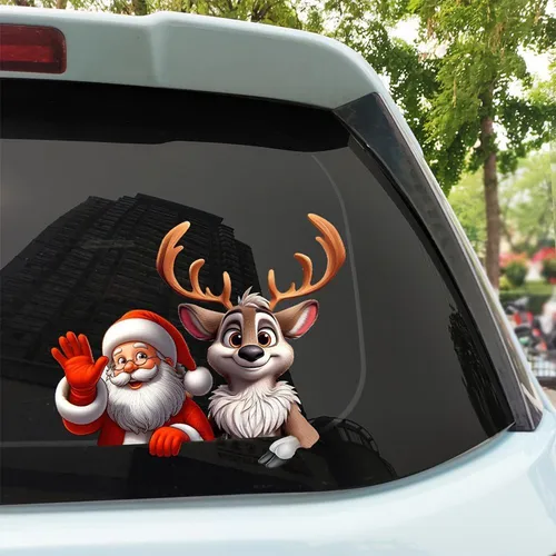 Adhesivo Navideño Con Forma De Alce De Papá Noel Para La Ven